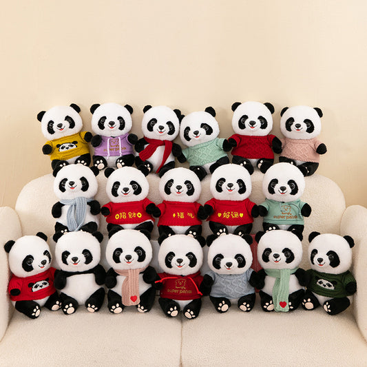 Peluche panda trop mignonne avec des vêtements