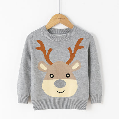 Cotton Double Layer Autumn Winter Christmas Long Sleeved Children's Sweater