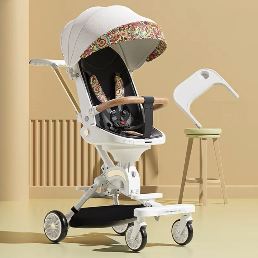 Poussette pliable bidirectionnelle, légère, amortissante et haute, avec positions assise et couchée