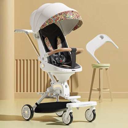 Poussette pliable bidirectionnelle, légère, amortissante et haute, avec positions assise et couchée