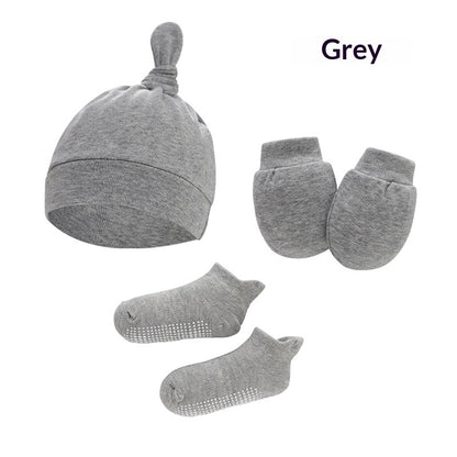 Newborn Hat Mittens And Socks Set With Rubber-soled Shoes