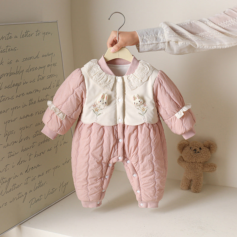 Baby Girl Autumn And Winter New Cute Princess Thin Cotton Romper Girl Romper Outwear