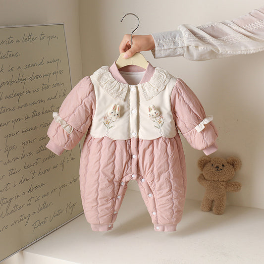 Baby Girl Autumn And Winter New Cute Princess Thin Cotton Romper Girl Romper Outwear