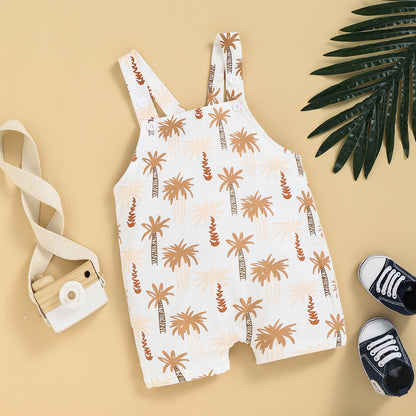 Children Straps Cropped Printed Fashion Suspender Pants