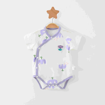 Simple Cartoon Print Summer Baby Rompers Girls Clothing