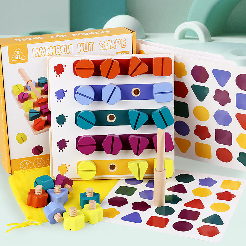 Blos de construction "Vis et écrous" pour la reconnaissance des formes et des couleurs en maternelle