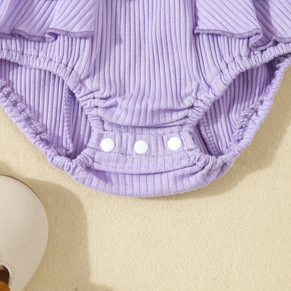 Toddler Flounced Sleeve Shoulder Strap Romper Girls' Spring And Autumn