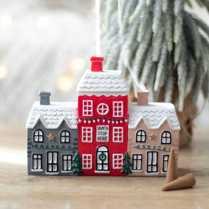 Christmas Small House Decorations Resin Winter Incense Cone Burner Decoration Landscape Decorative Gift