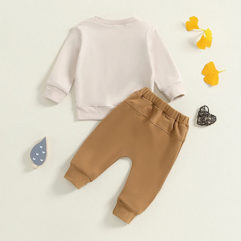 Sports And Leisure Round Neck Long Sleeve Letter Print Sweatshirt Trousers Suit Two-piece Set