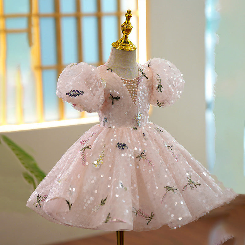 Nouvelle robe de princesse fleurie pour les demoiselles d'honneur, les hôtesses/présentatrices et les tenues de spectacle de piano