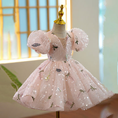Nouvelle robe de princesse fleurie pour les demoiselles d'honneur, les hôtesses/présentatrices et les tenues de spectacle de piano
