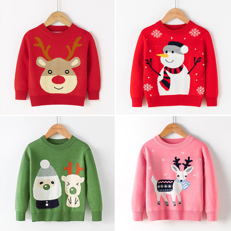 Cotton Double Layer Autumn Winter Christmas Long Sleeved Children's Sweater