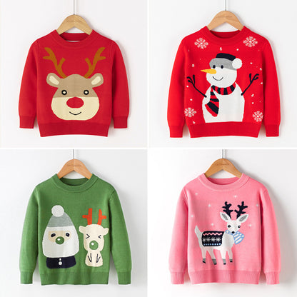 Cotton Double Layer Autumn Winter Christmas Long Sleeved Children's Sweater