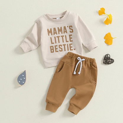 Sports And Leisure Round Neck Long Sleeve Letter Print Sweatshirt Trousers Suit Two-piece Set