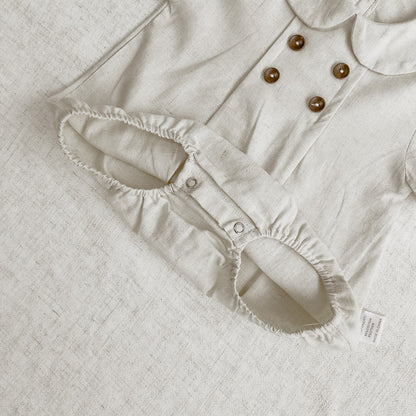 Girls' Short Sleeved Blouse Collar Jumpsuit