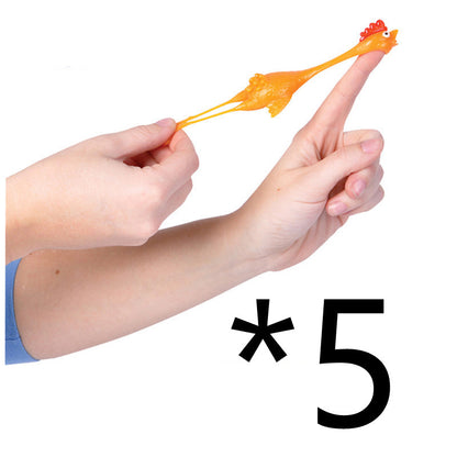 Catapult Launch Rubber Catapulted Chicken Toys Light Finger Prank Stretchy Flying Ejection Toy Slingshot Turkey Sticky