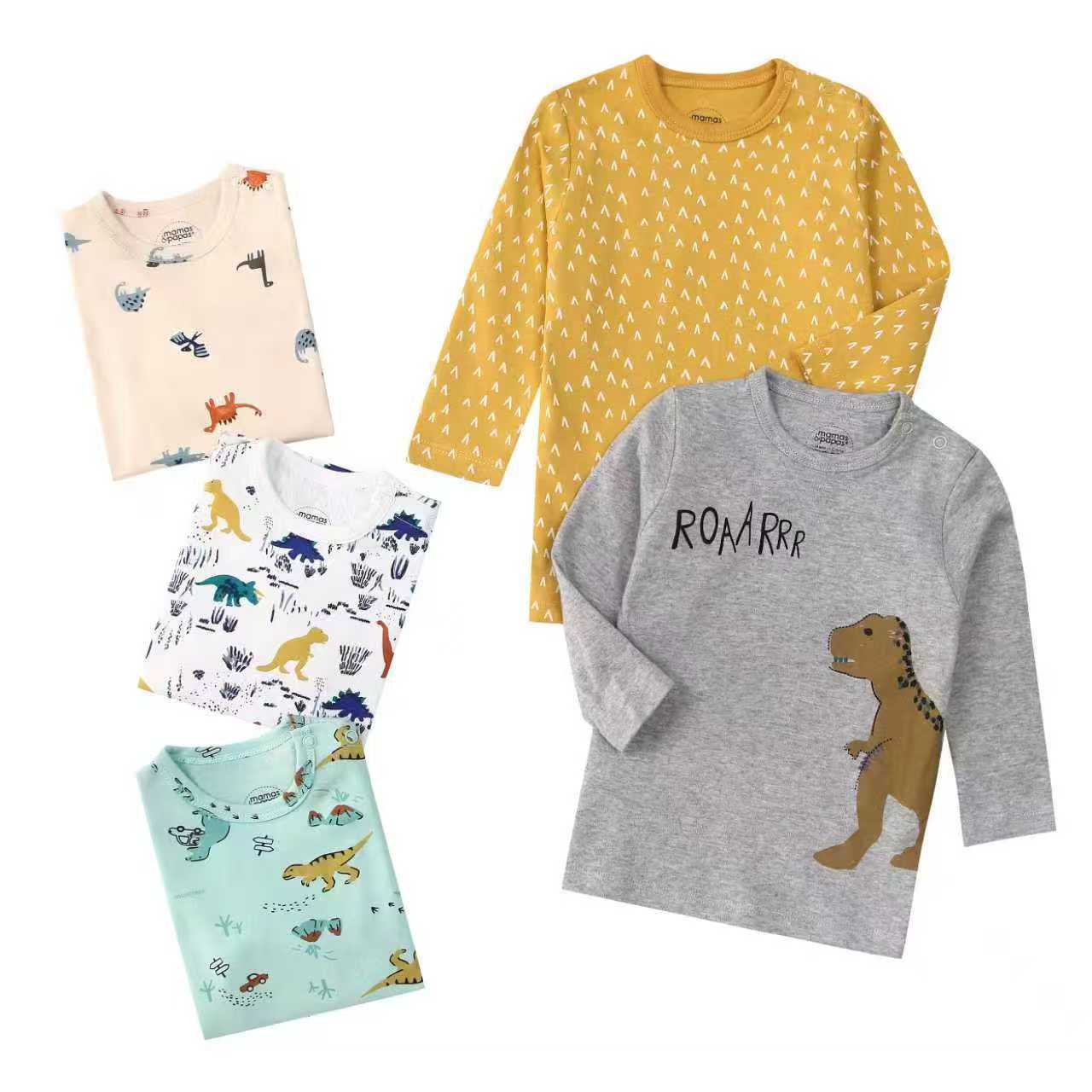 Autumn Children's Cartoon Printed Home Long-sleeved Top T-shirt Mixed Color Five Pieces