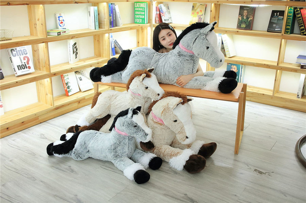 Simulation lying horse pillow plush toy