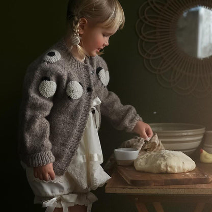 Wool Blend Heavy Embroidery Long-sleeve Cardigan Sweater