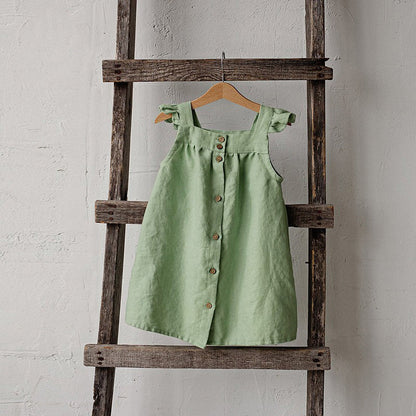 Girls Summer Linen Loose Sling Dress