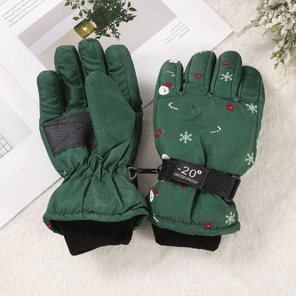 Outdoor Sports Riding Fleece-lined Thickened Finger Children's Ski Gloves