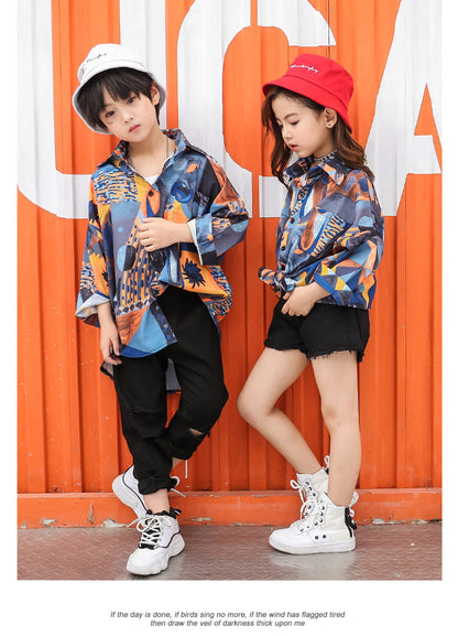Camisa floral suelta para niños para ropa de baile