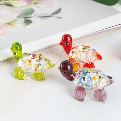 Petite tortue décorative en verre soufflé artisanal