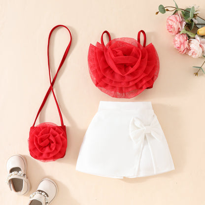 Girl's 3D Flower Pulling Strap Set