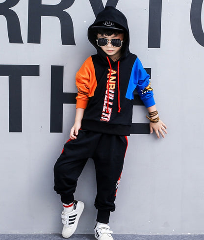 Costume de printemps pour garçons, nouveaux vêtements pour enfants coréens dans le grand garçon, costume de sport à manches longues deux pièces, vêtements de marée 