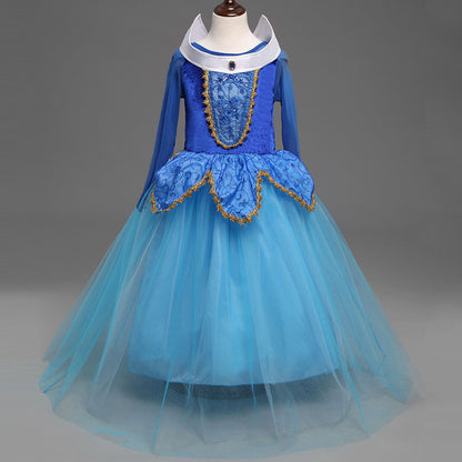 Princess Dress Inserted Beads Bright Silk Performance Dress