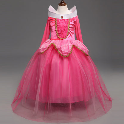 Princess Dress Inserted Beads Bright Silk Performance Dress