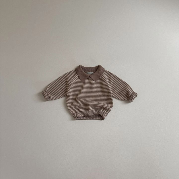 Children's Polo Collar Stripes Knitted Sweater