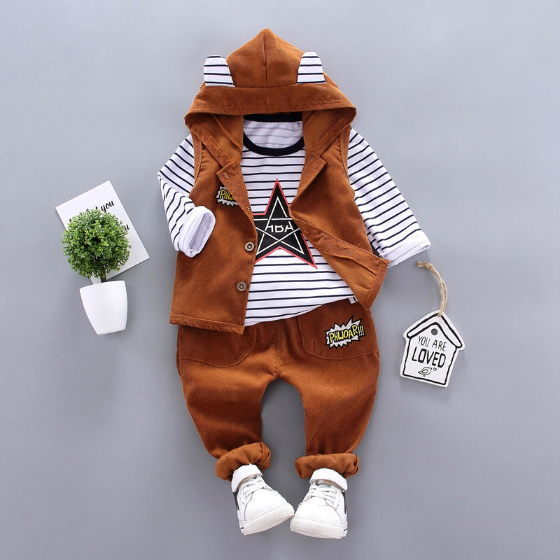 Ropa para niños Trajes para niños Trajes de tres piezas de otoño para niños