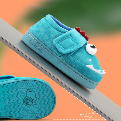 Cute Children's Home Plus Velvet Non-slip Bag Heel Slippers