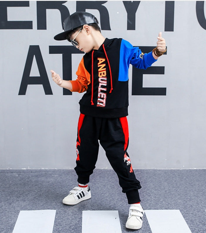 Costume de printemps pour garçons, nouveaux vêtements pour enfants coréens dans le grand garçon, costume de sport à manches longues deux pièces, vêtements de marée 