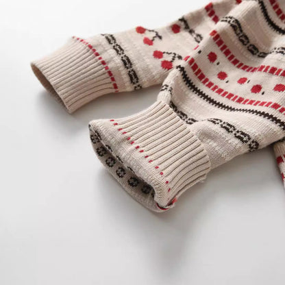 Grenouillère Bébé Épaisse en Jacquard Tricoté Double Couche Pour AutomneHiver