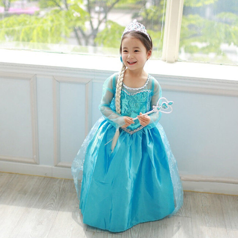 Princess Dress Inserted Beads Bright Silk Performance Dress