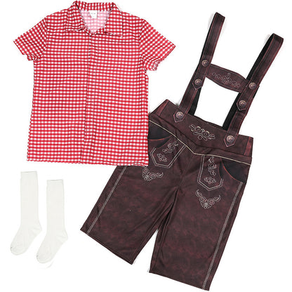 Cute Plaid Suspender Pants Performance Costume