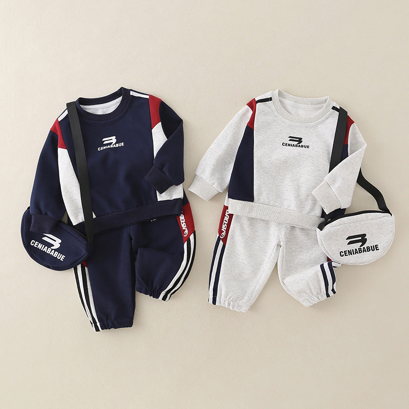 Traje de algodón para niños, ropa informal y cómoda de otoño.