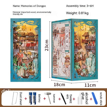 Dongpo Zhiyi Diy Wooden 3d Stereo Hand-assembled Book Stand Model Building Toy