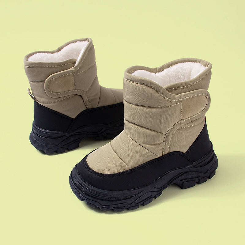 Bottes chaudes à semelles épaisses pour garçons, baskets montantes en coton isolées