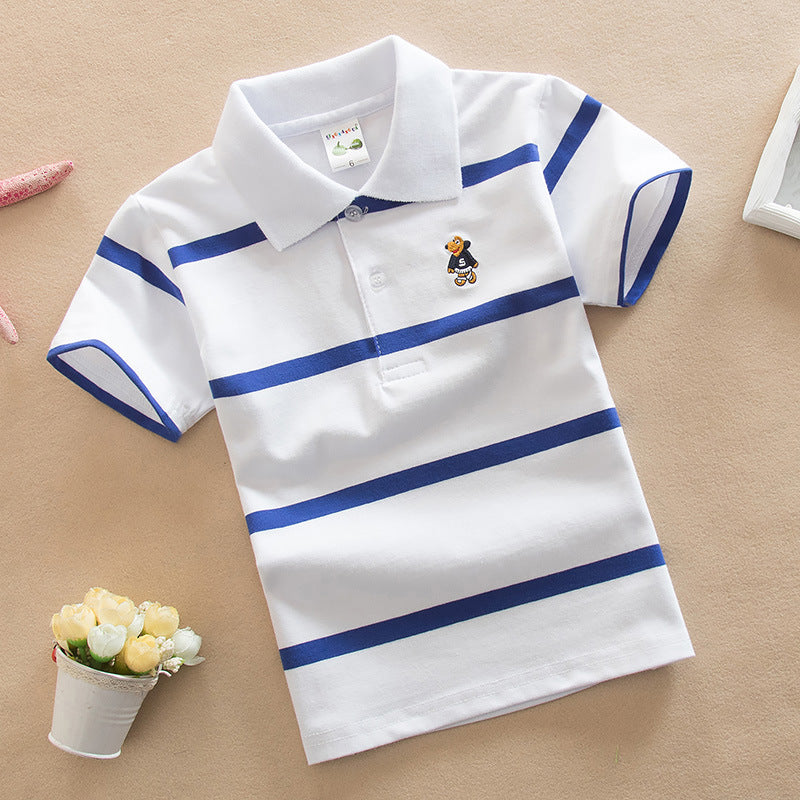 Camiseta polo de manga corta estilo universitario para niño