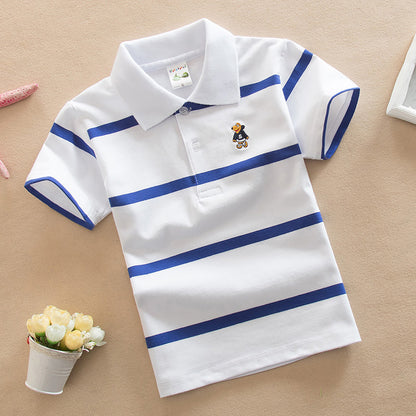 Camiseta polo de manga corta estilo universitario para niño