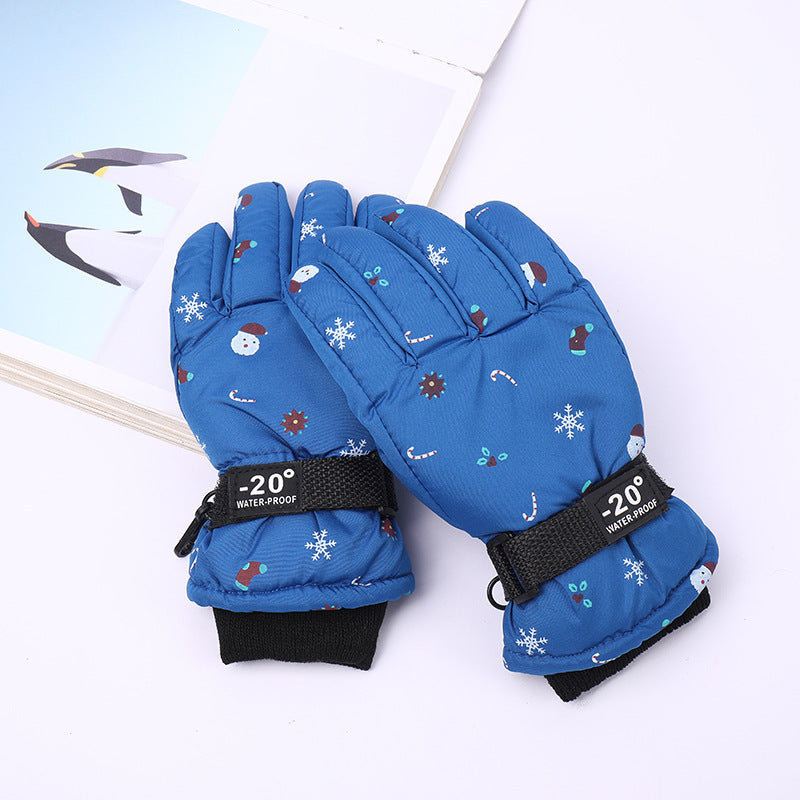 Outdoor Sports Riding Fleece-lined Thickened Finger Children's Ski Gloves