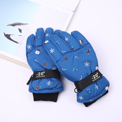 Outdoor Sports Riding Fleece-lined Thickened Finger Children's Ski Gloves