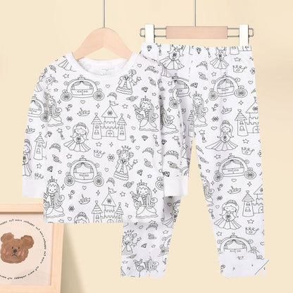 Girls Sketch Coloring Comfortable Children DIY Hand Drawing Suit