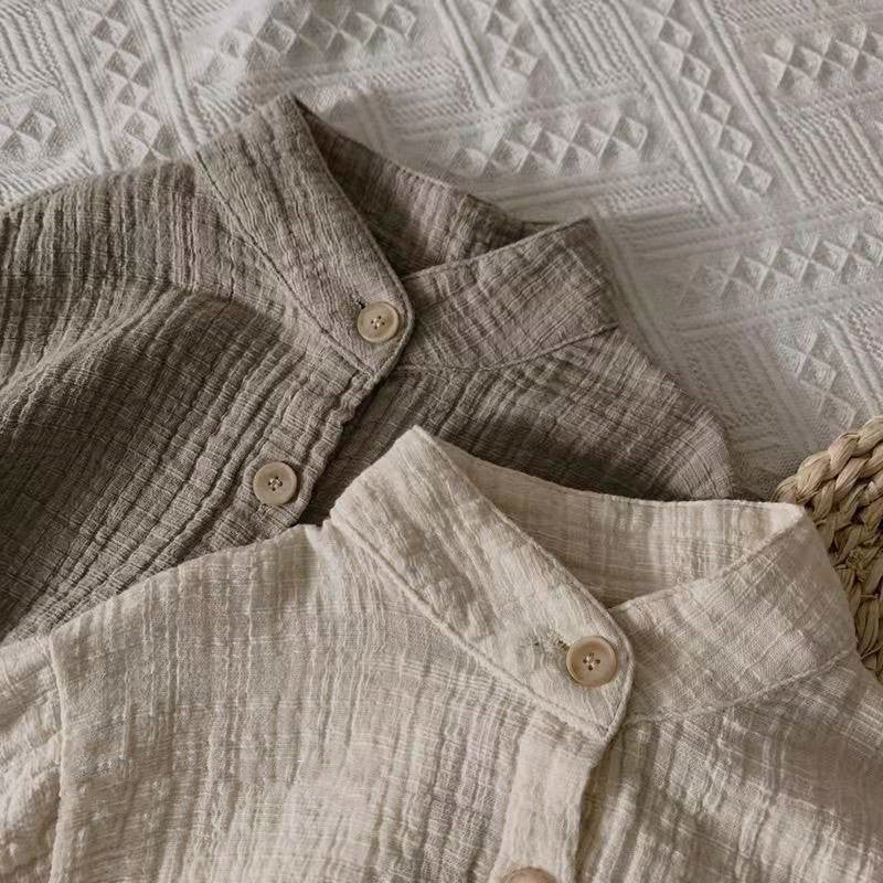 Cotton And Linen Shirt Korean Children's Fashion Top