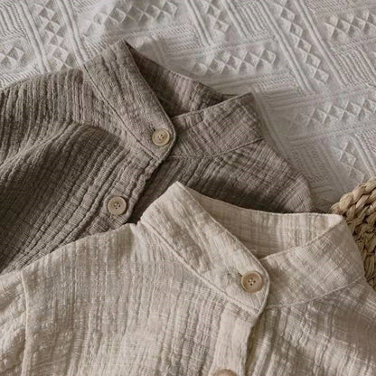 Cotton And Linen Shirt Korean Children's Fashion Top