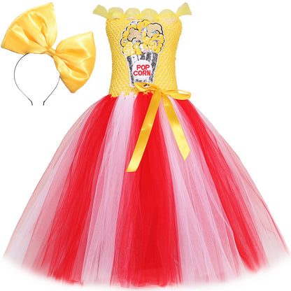 Popcorn Girl's Mesh Princess Pettiskirt Long