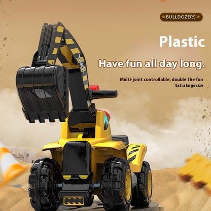 Oversized Portable Riding Hook Machine Electric Excavator Car Girl And Boy Children Excavator Toy Engineering Vehicle